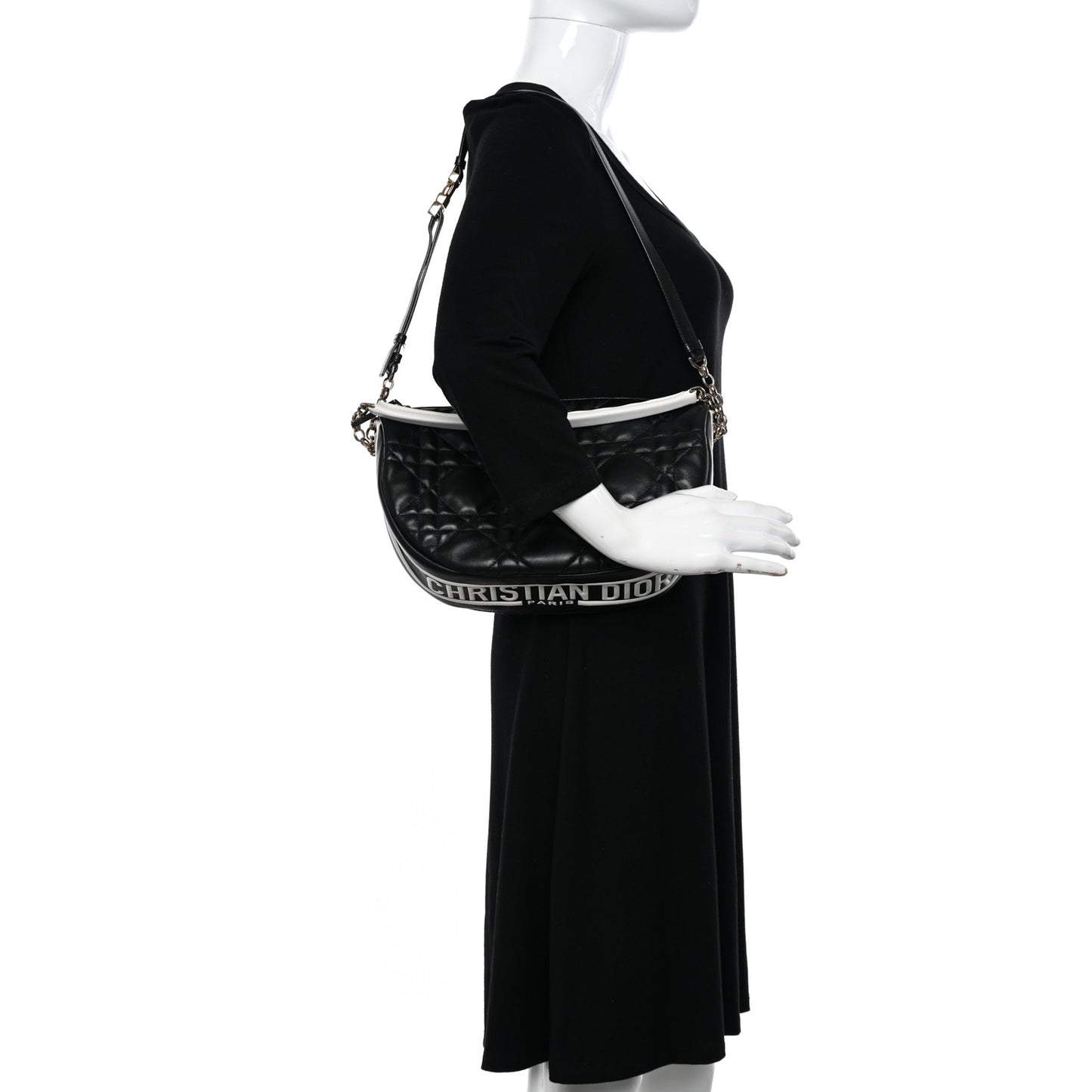 Lambskin Cannage Medium Dior Vibe Hobo Bag Black