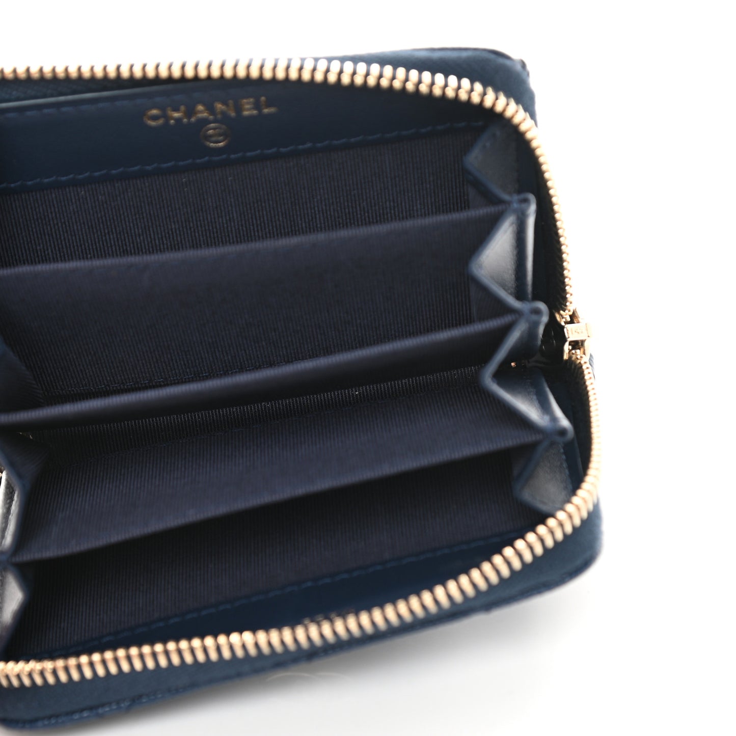 Caviar Quilted Zip Coin Purse Dark Blue