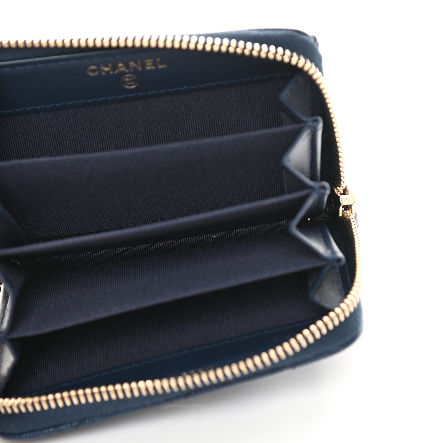 Chanel Caviar Quilted Zip Coin Purse Dark Blue 5 of 10