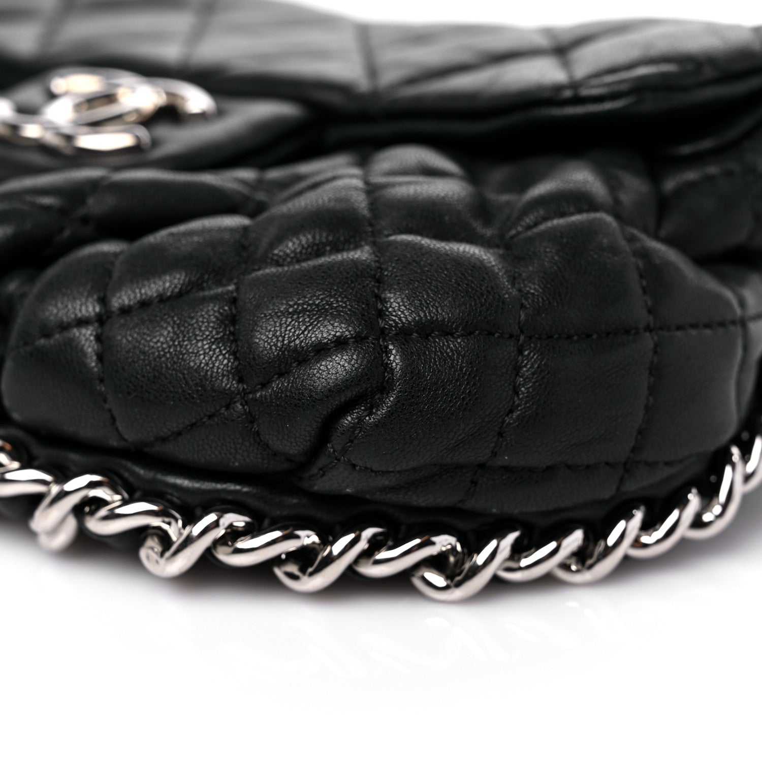 Chanel Washed Lambskin Quilted Mini Chain Around Flap Black 9 of 14