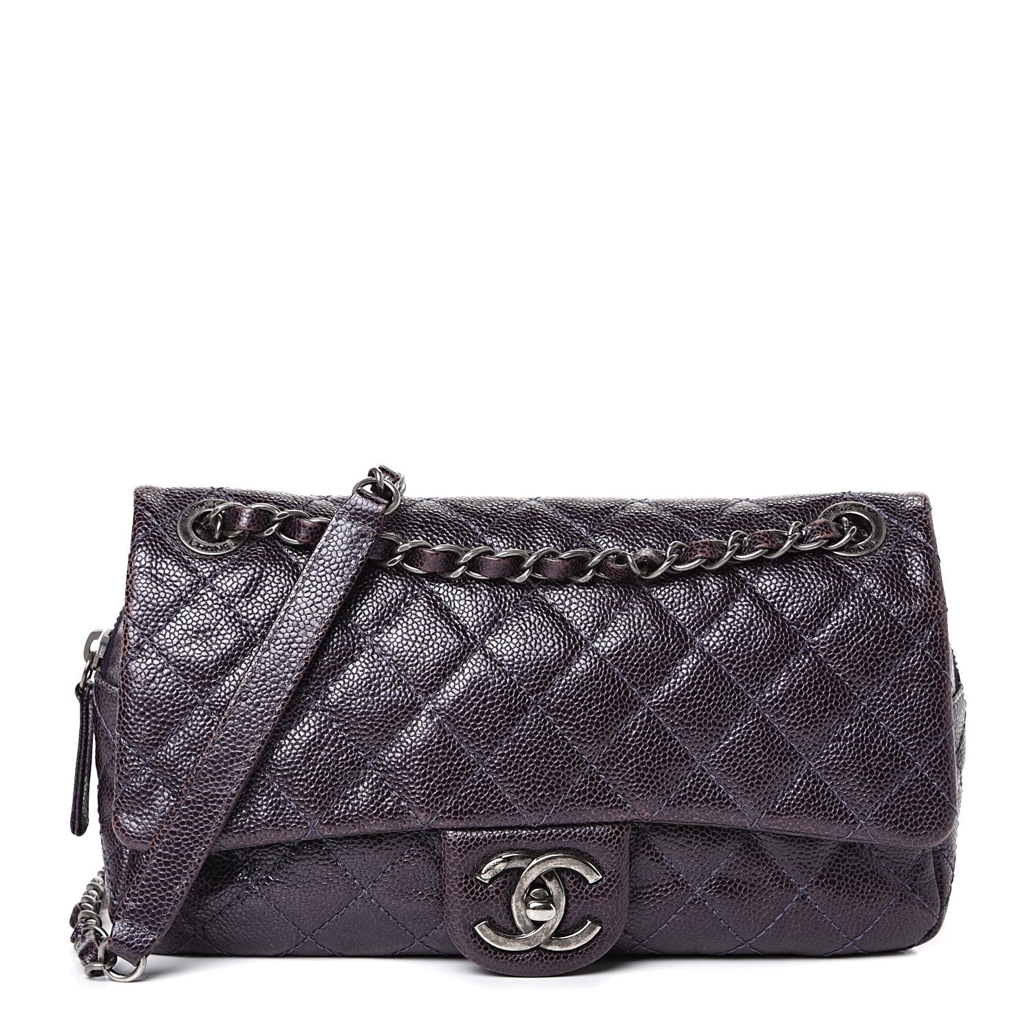Chanel Iridescent Caviar Quilted Small Chic Flap Dark Purple 1 of 10