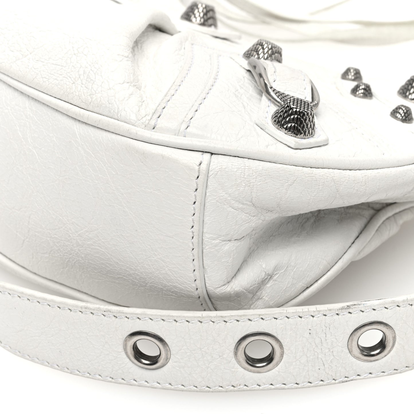 Agneau Arena Crystal Le Cagole Shoulder Bag XS Optic White