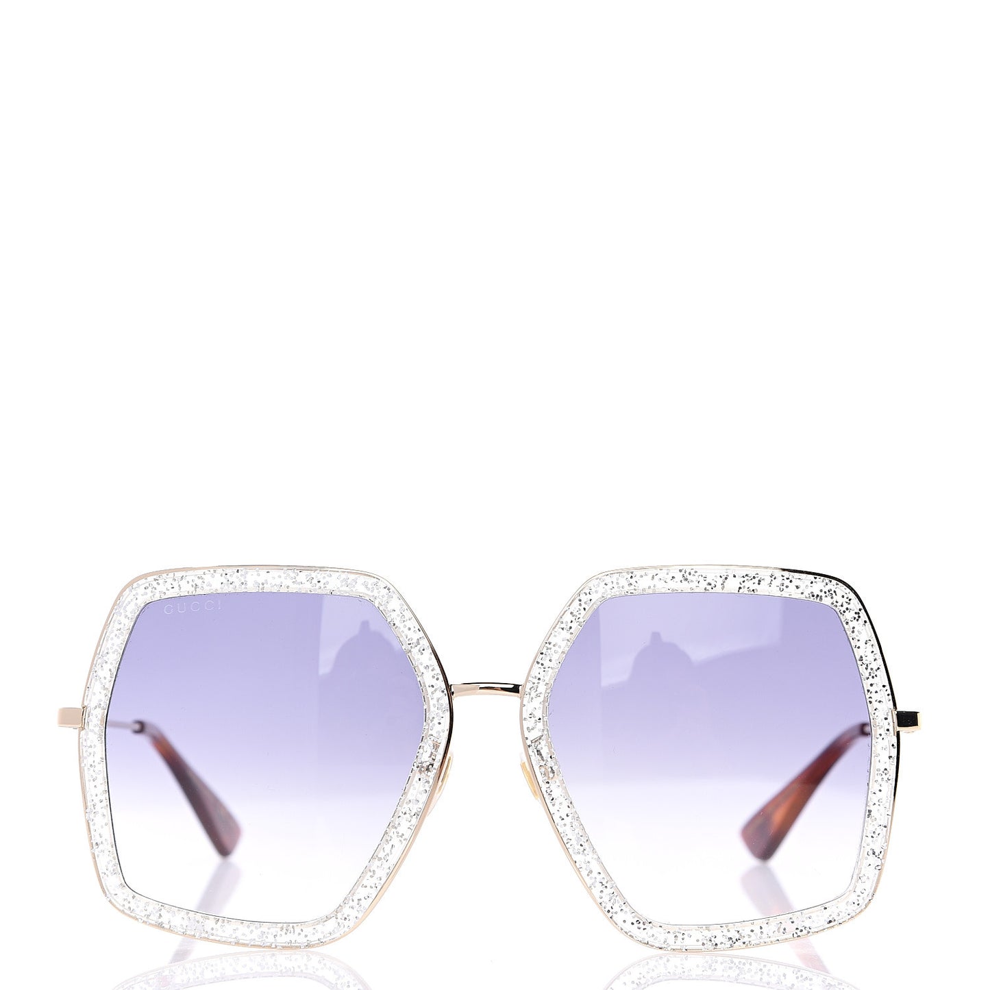 Glitter Acetate Oversize Square Frame Sunglasses GG0106S Gold