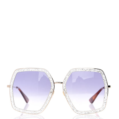 Gucci Glitter Acetate Oversize Square Frame Sunglasses GG0106S Gold 3 of 8
