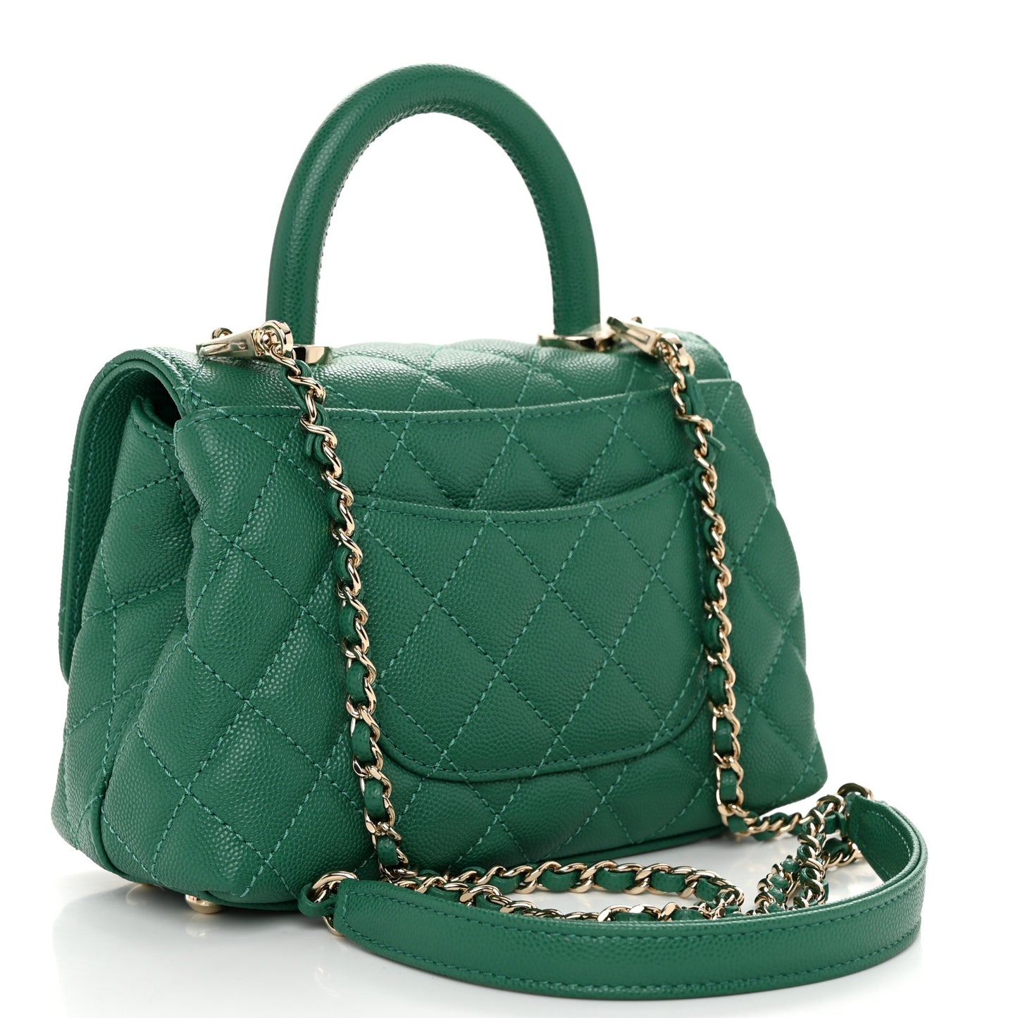Caviar Quilted Extra Mini Coco Handle Flap Green