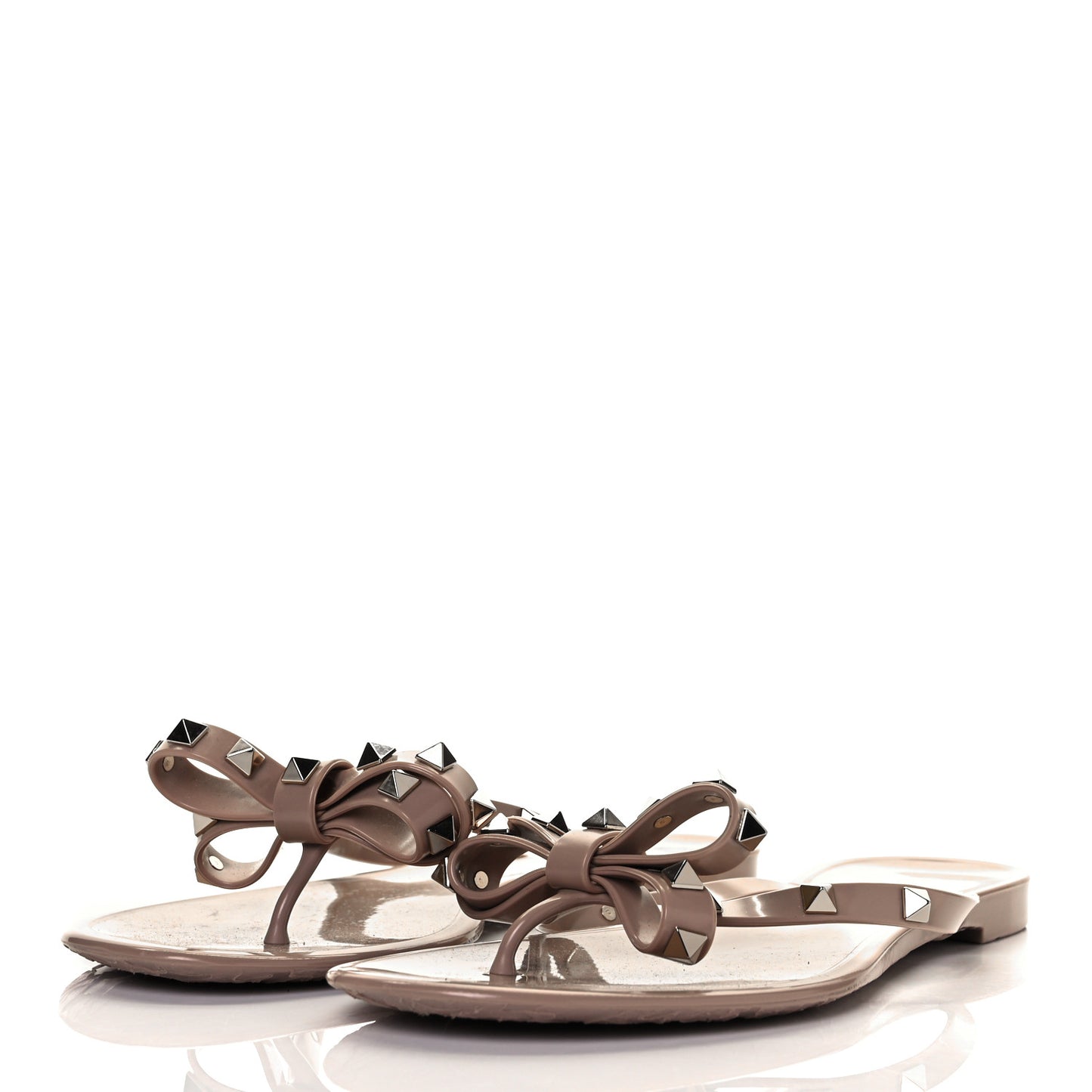 PVC Jelly Rockstud Bow Thong Sandals 41 Poudre
