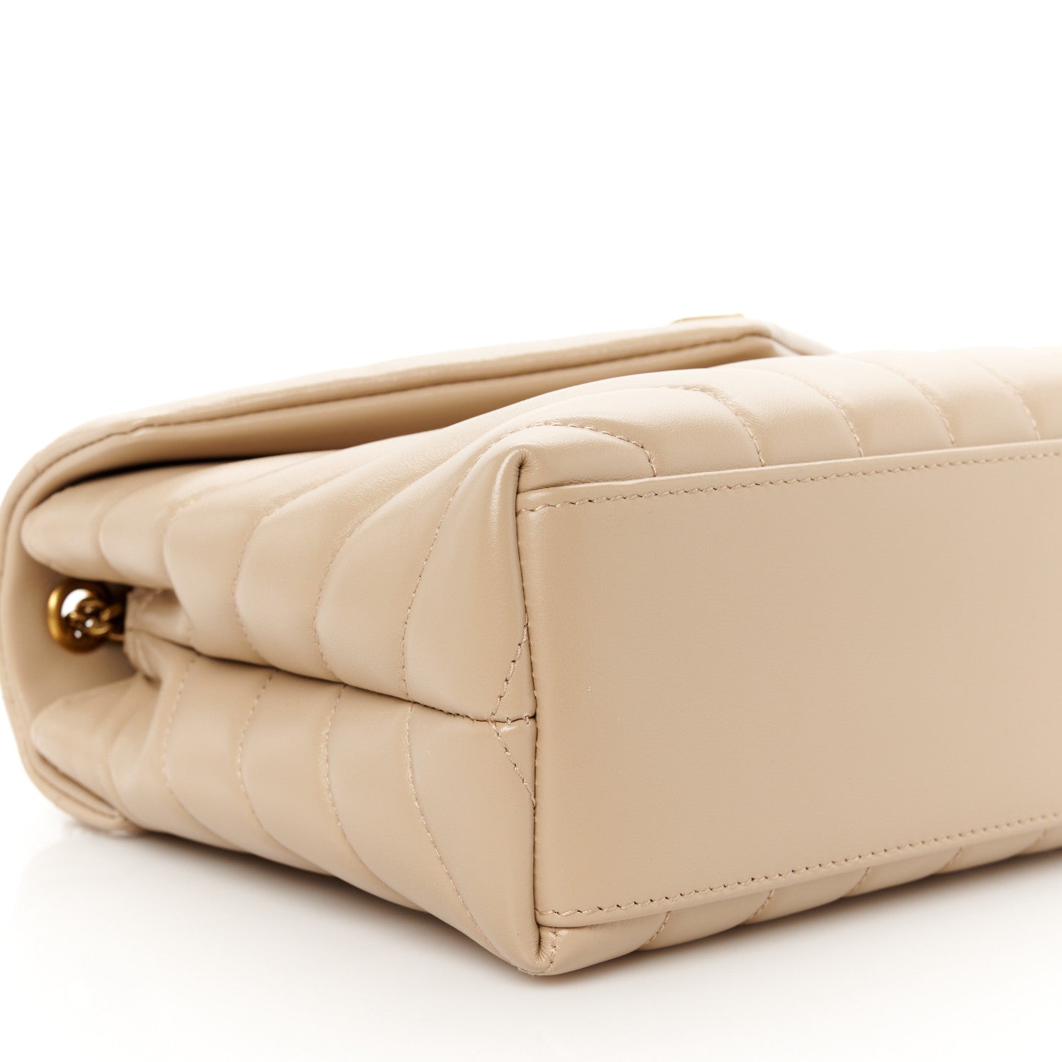 Saint Laurent Calfskin Y Quilted Monogram Small Loulou Chain Satchel Dark Beige 10 of 13