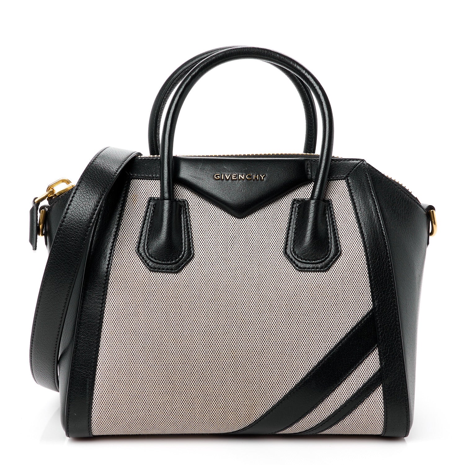 Givenchy Canvas Sugar Goatskin Striped Small Antigona Black 1 of 11