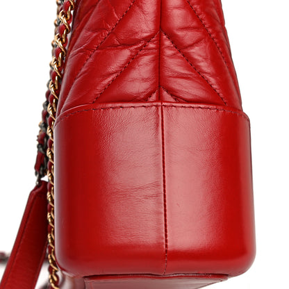 Chanel Aged Calfskin Chevron Quilted Medium Gabrielle Hobo Red 14 of 29