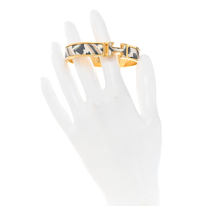 Hermes Enamel Printed Le Chat Carre Narrow Clic Clac H Bracelet PM Lumière 2 of 4