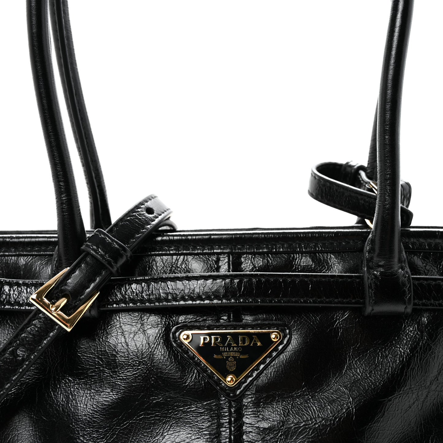Glossy Calfskin Triangle Medium Bonnie Shoulder Bag Black