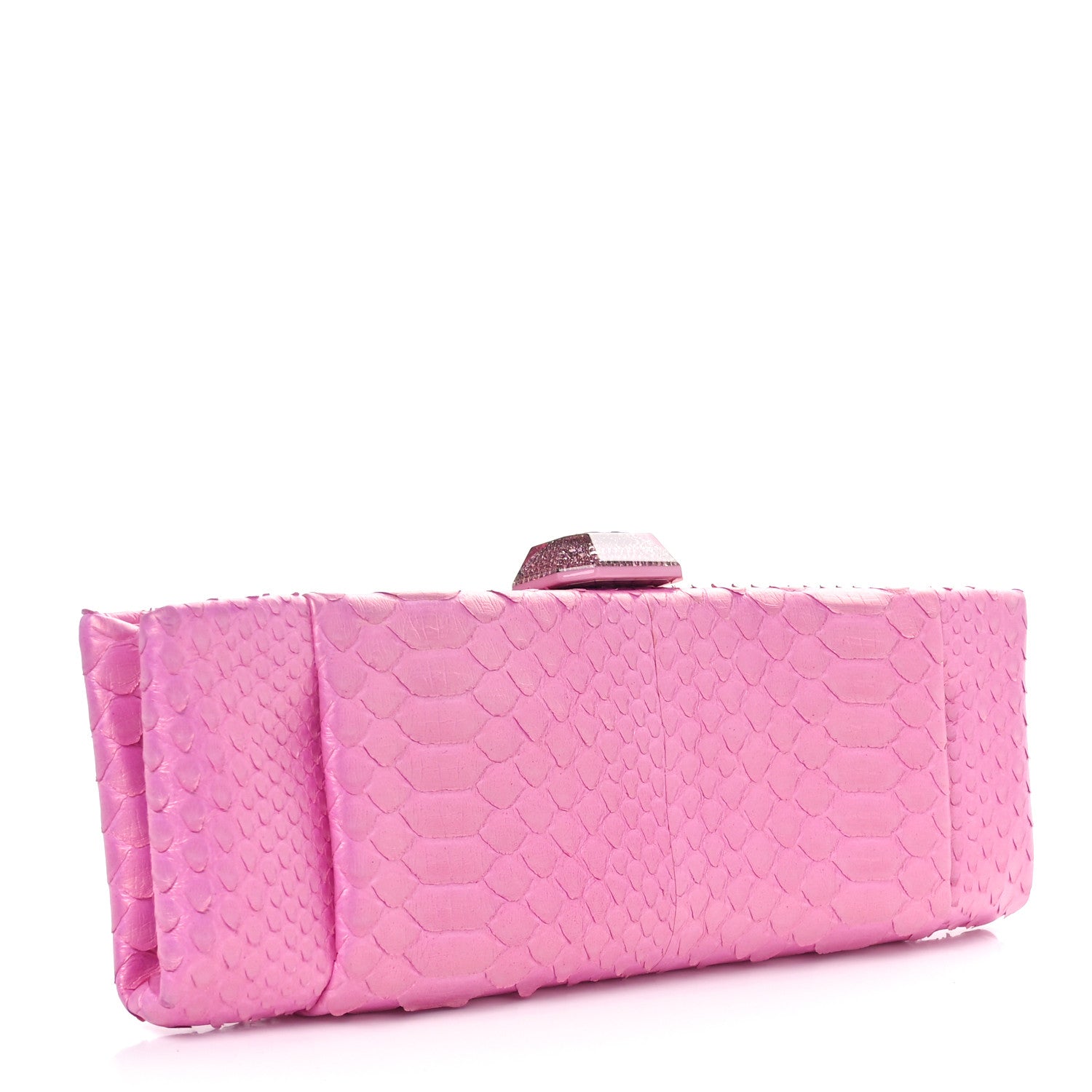 Chanel Iridescent Snakeskin Crystal CC Clutch Rose 3 of 11