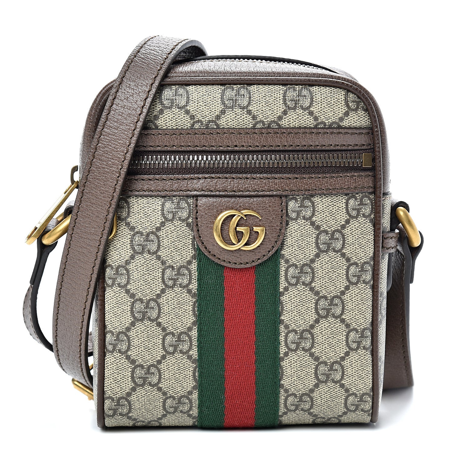 GG Supreme Monogram Web Mini Ophidia Messenger Brown