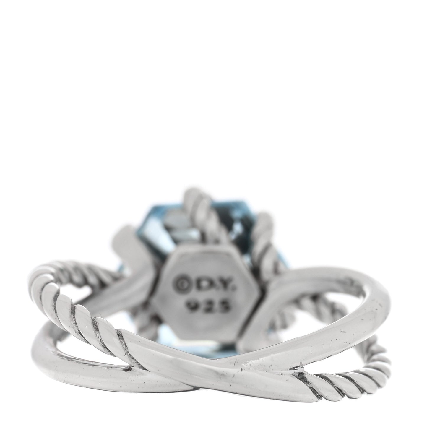 Sterling Silver Diamond Blue Topaz 10mm Cable Wrap Ring 54 6.75