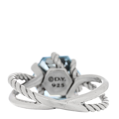 David Yurman Sterling Silver Diamond Blue Topaz 10mm Cable Wrap Ring 54 6.75 3 of 4