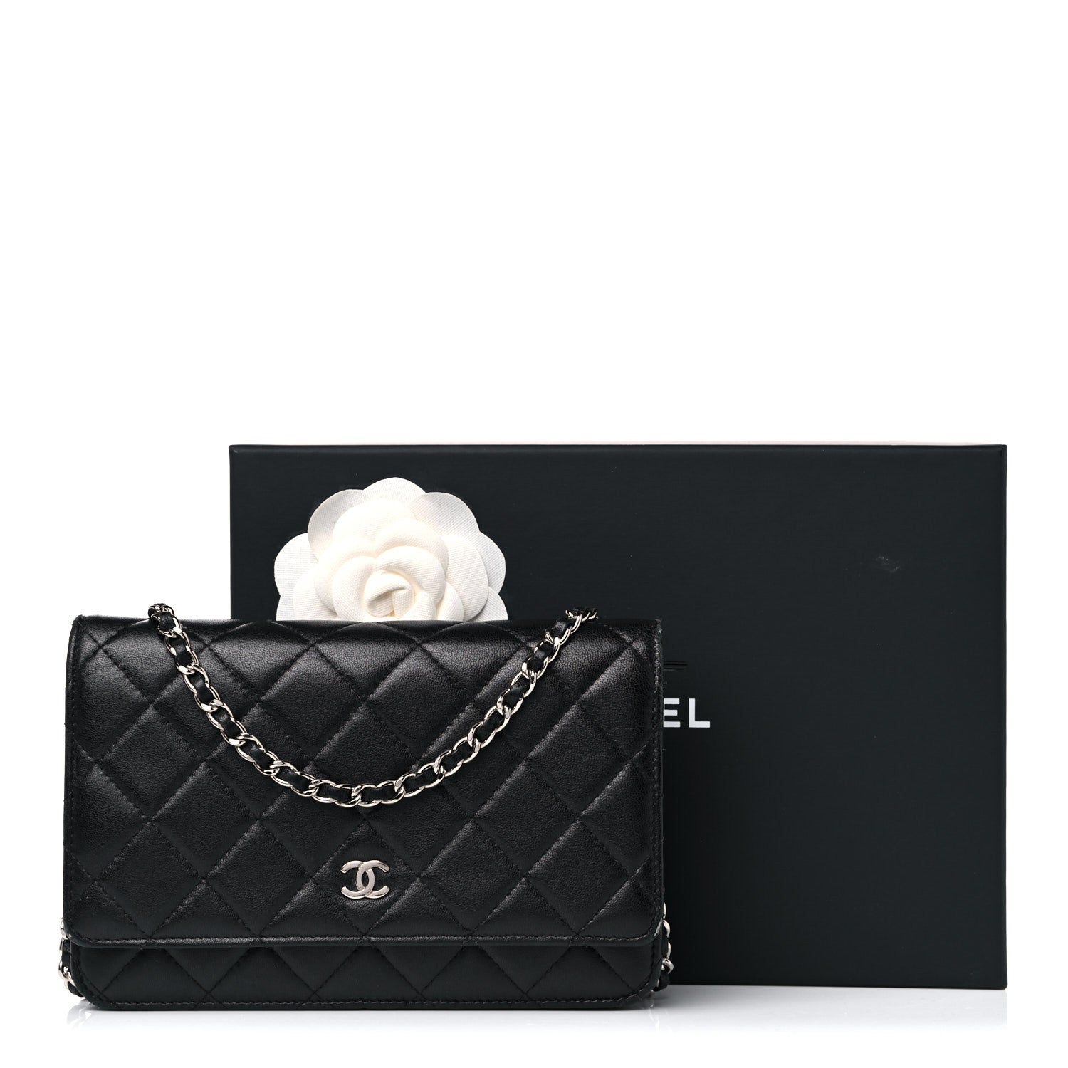 Chanel Lambskin Quilted Wallet On Chain WOC Black 18 of 18