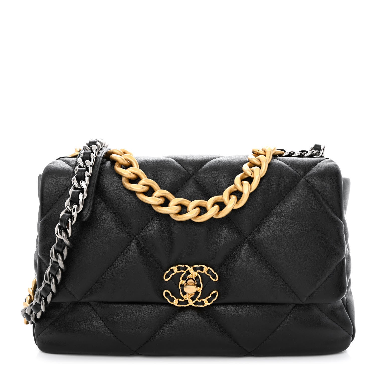 Chanel Goatskin Quilted Large Chanel 19 Flap Black 1 of 11