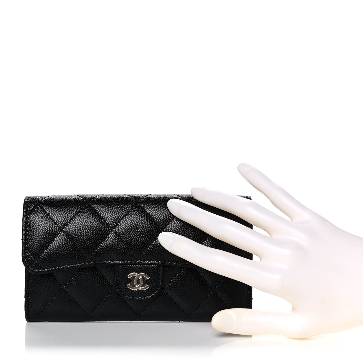 Chanel Caviar Quilted Medium Gusset Flap Wallet Black 2 of 11