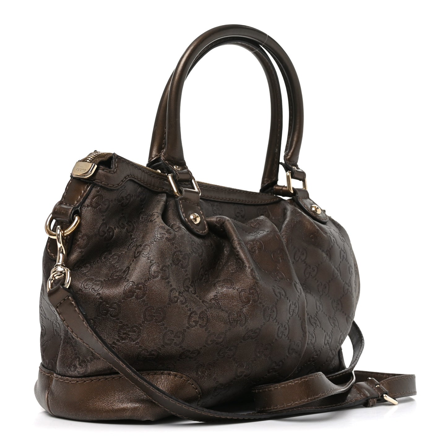 Metallic Soft Guccissima Medium Sukey Top Handle Bag Bronze