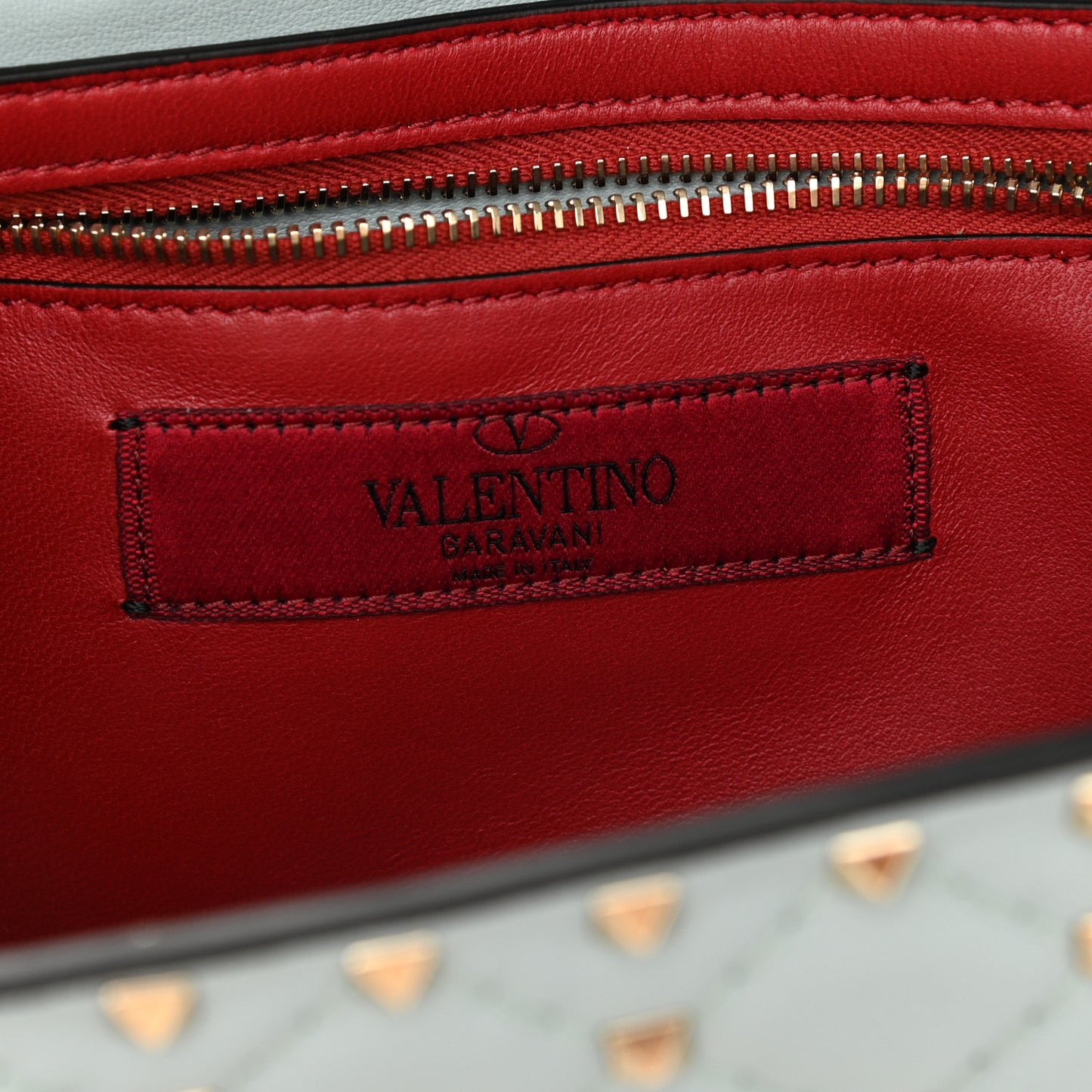 Nappa Rockstud Spike Wallet on Chain Celadon