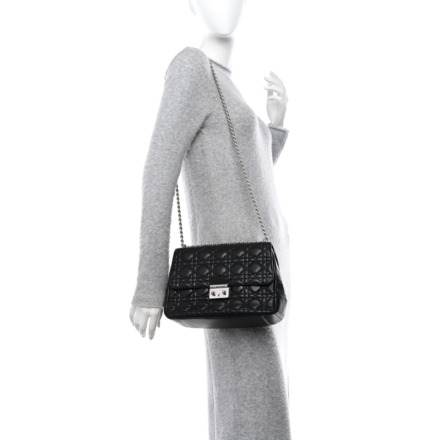 Christian Dior CHRISTIAN DIOR Lambskin Cannage Small Miss Dior Flap Black 2 of 10