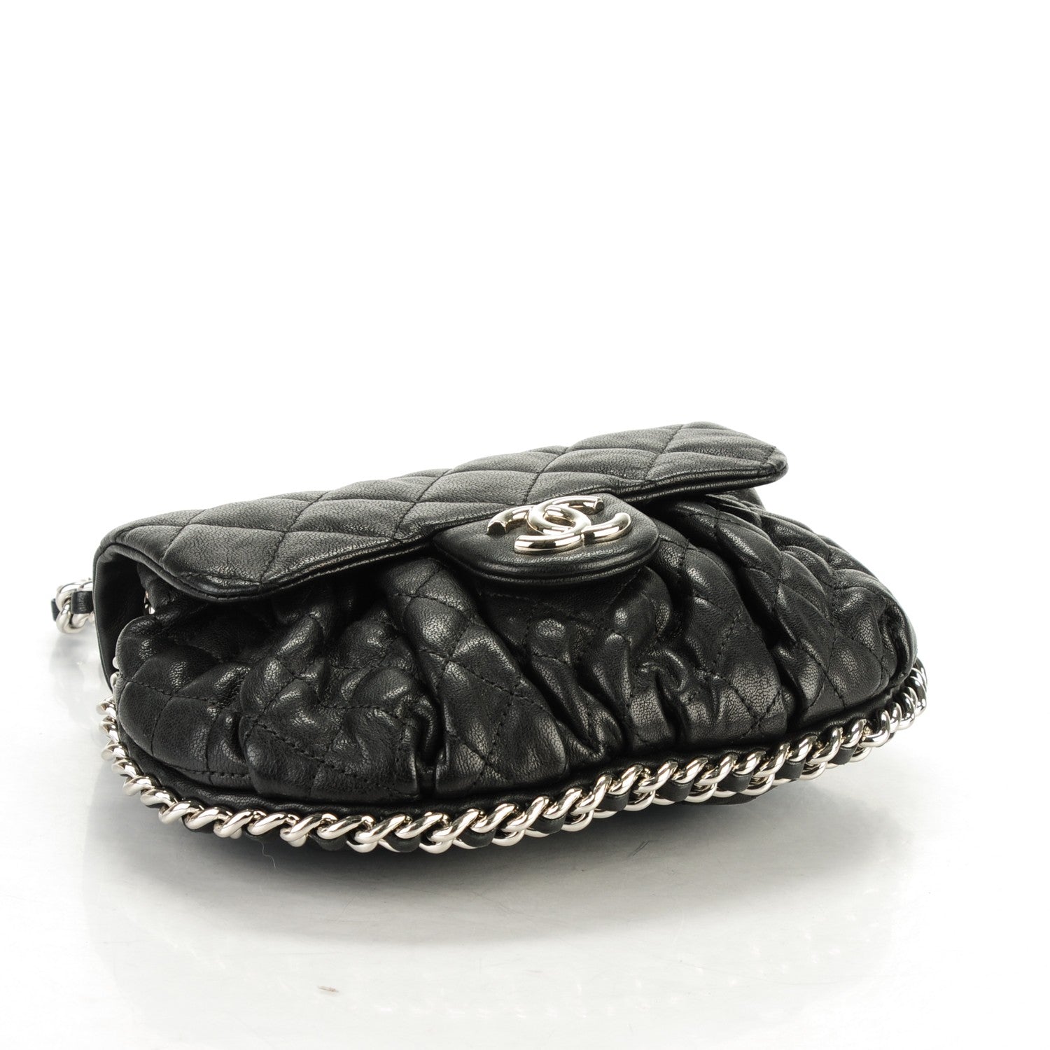 Chanel Washed Lambskin Quilted Mini Chain Around Flap Black 4 of 7
