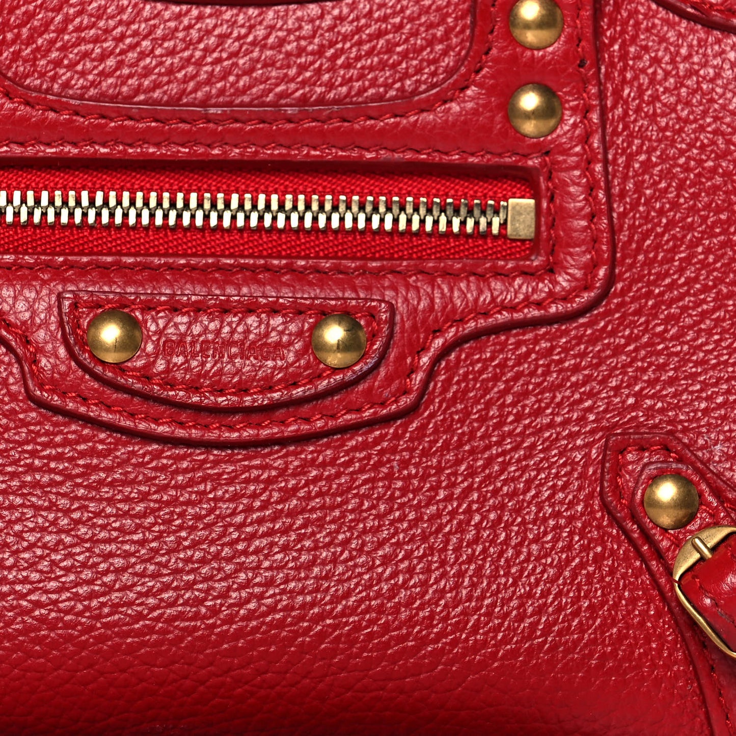 Grained Calfskin Neo Classic Gold Hardware Nano City Crossbody Medium Red