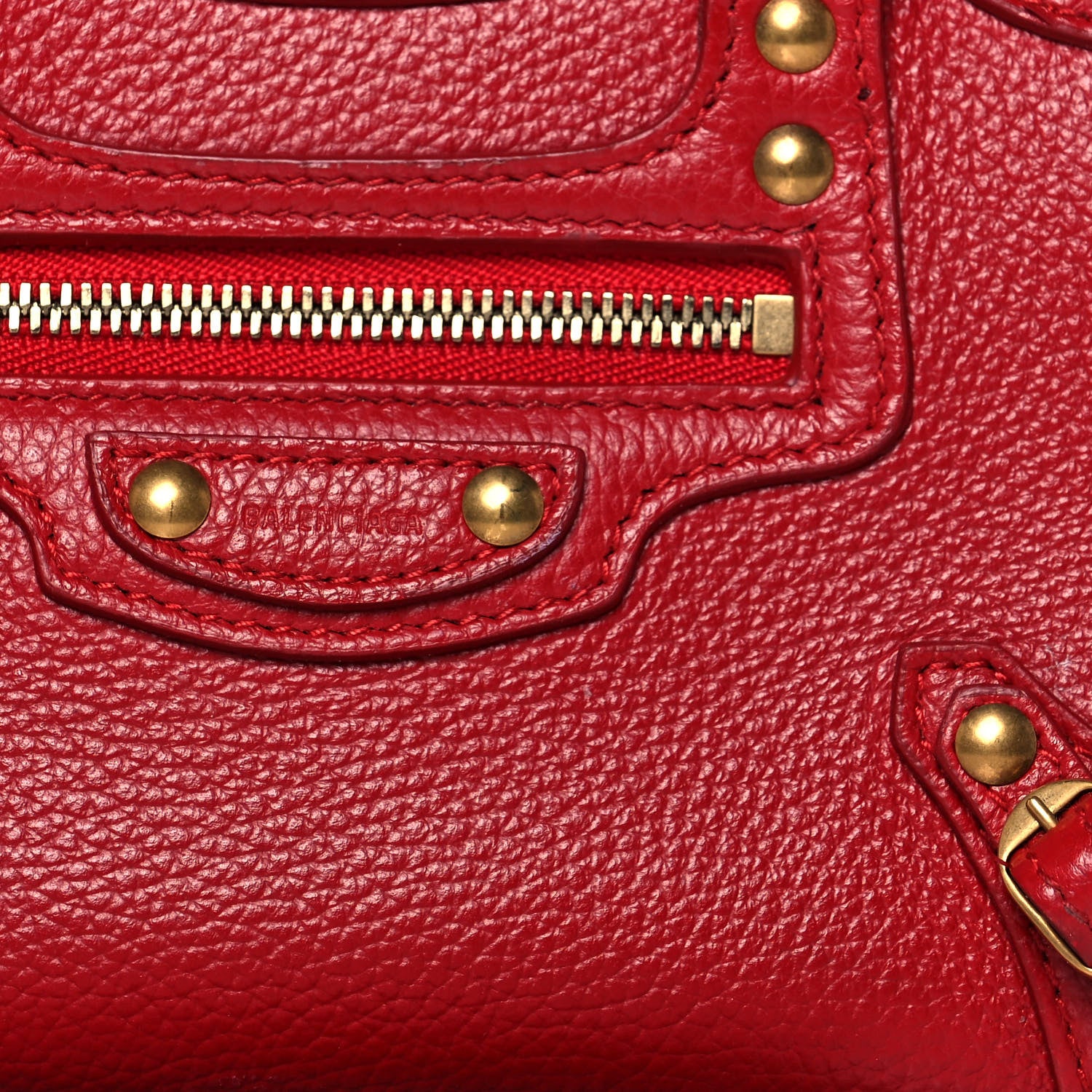 Balenciaga Grained Calfskin Neo Classic Gold Hardware Nano City Crossbody Medium Red 6 of 15