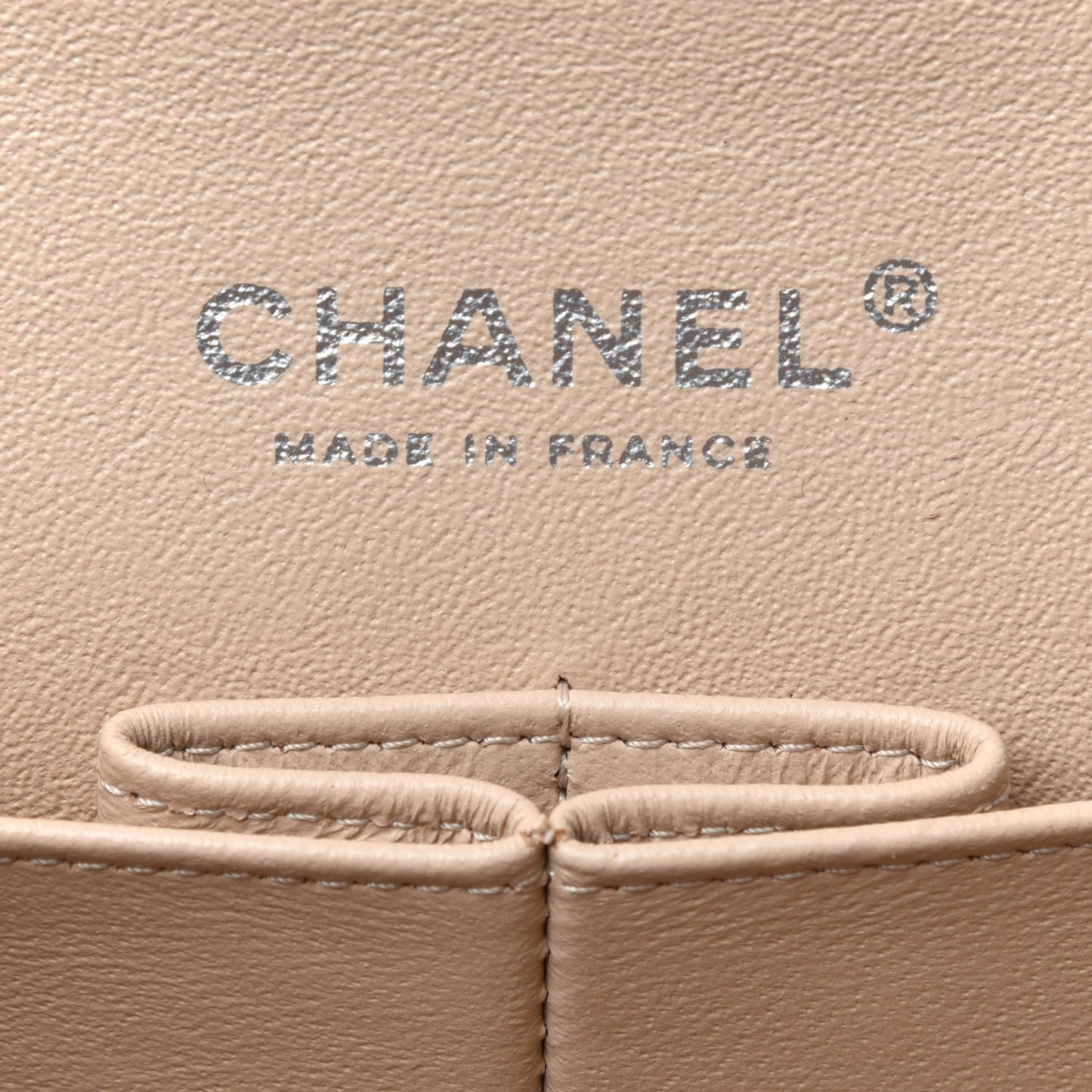 Lambskin Quilted Medium Double Flap Beige