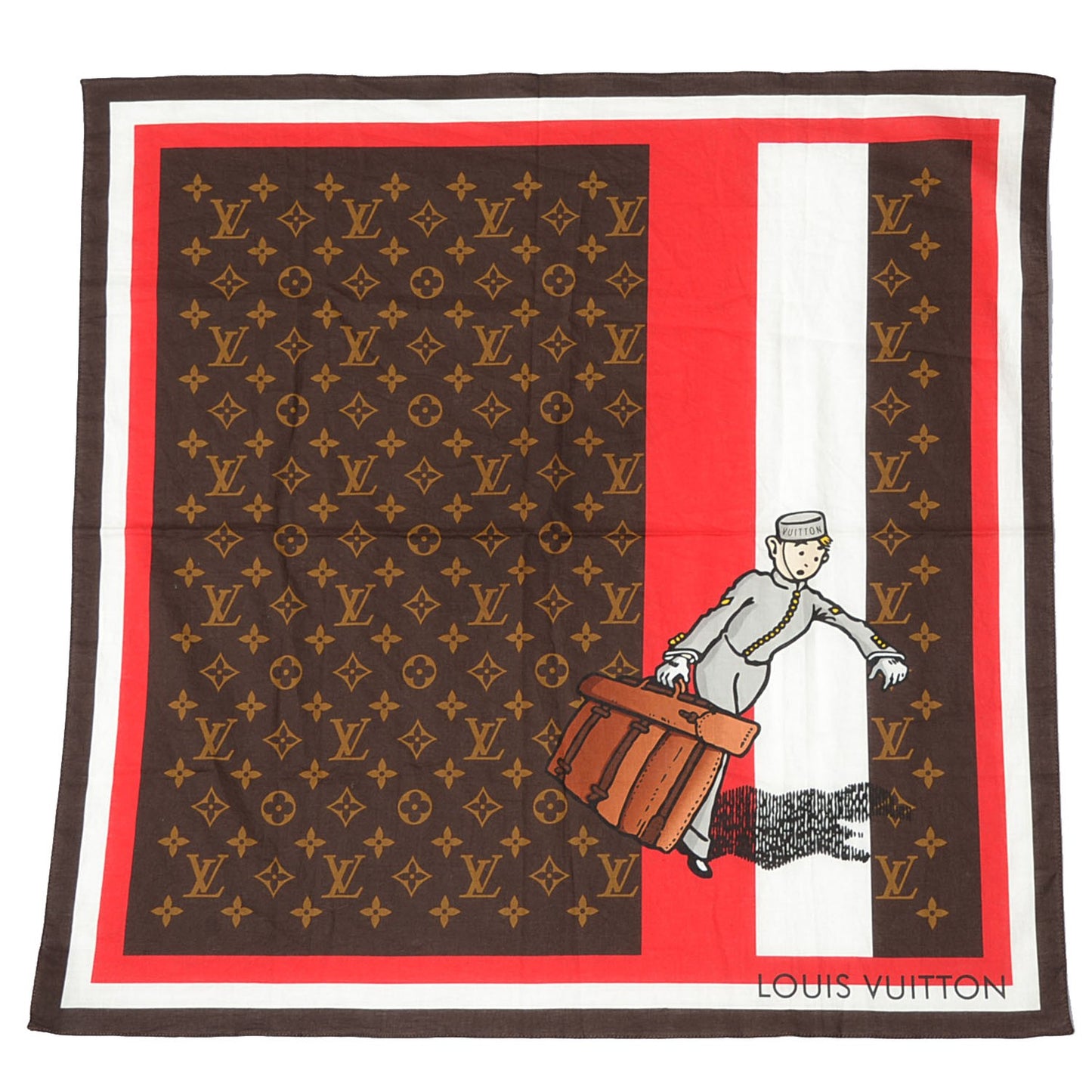 Cotton Monogram Groom Bandana Scarf Red