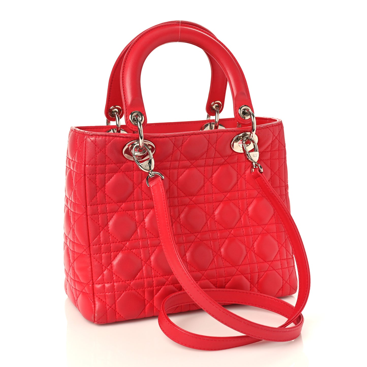 Lambskin Cannage Medium Lady Dior Red