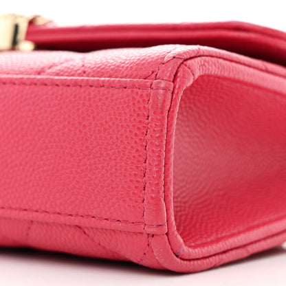 Chanel Caviar Quilted Chain Top Handle Phone Holder With Chain Dark Pink 10 of 10