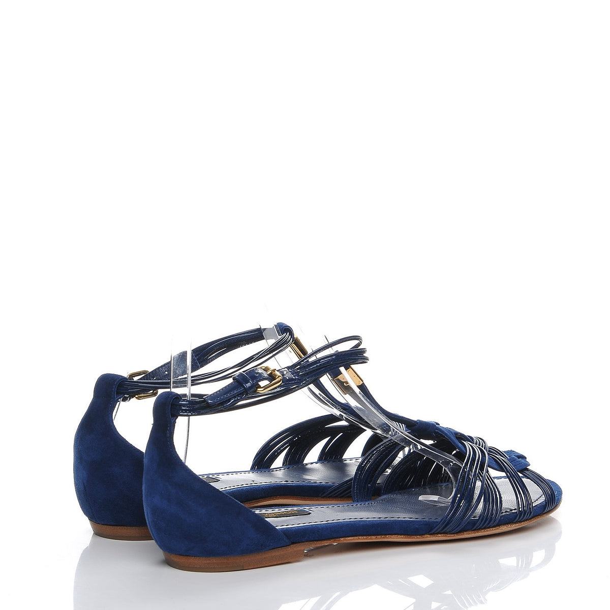 Suede Patent Calfskin Vaniglia Sandals 39 Blue