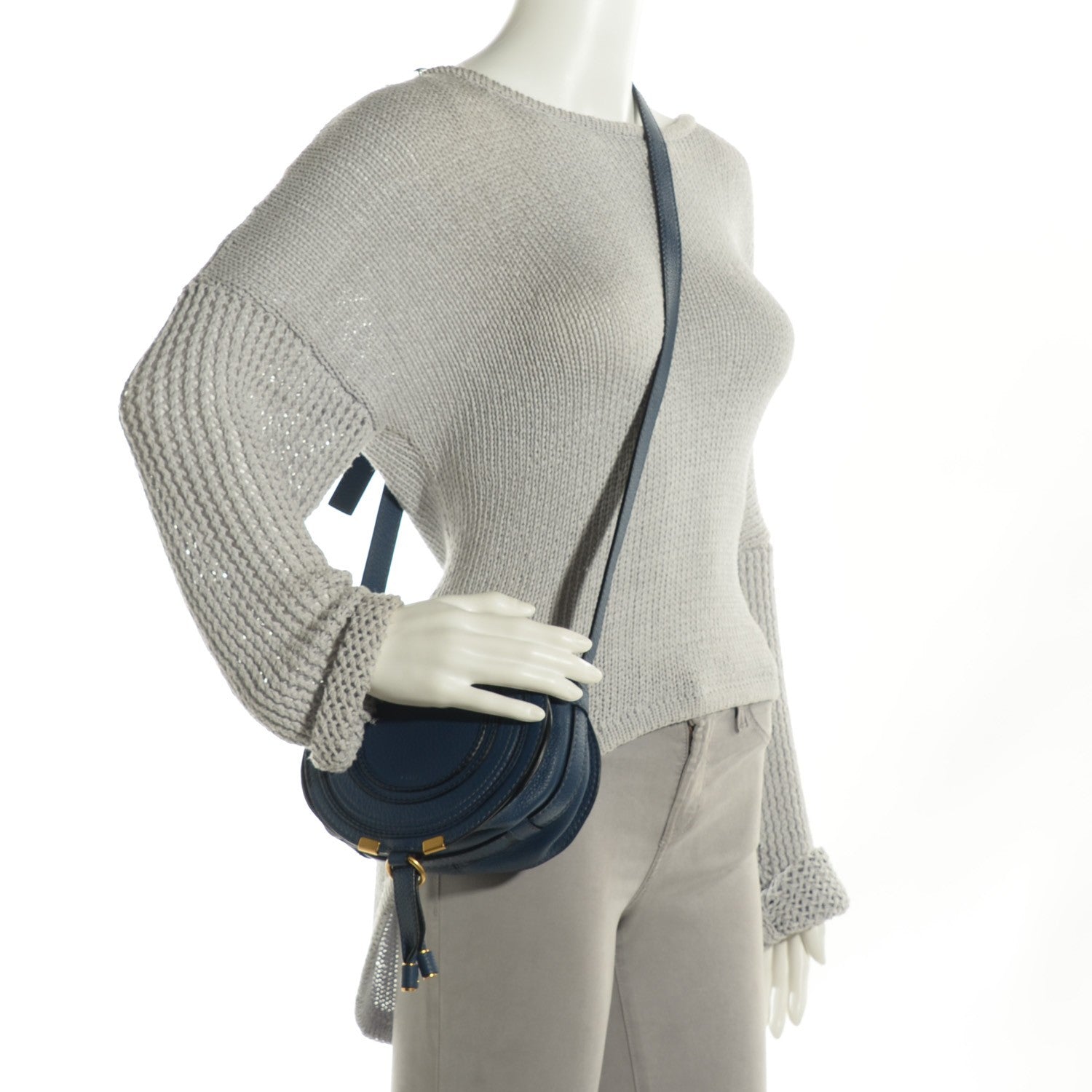 Chloe Calfskin Mini Marcie Round Crossbody Bag Royal Navy 2 of 9