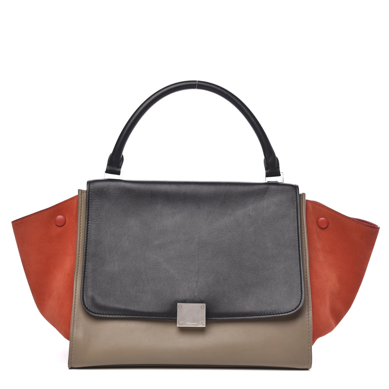 Celine Smooth Calfskin Suede Medium Tri-Color Trapeze Orange 1 of 14