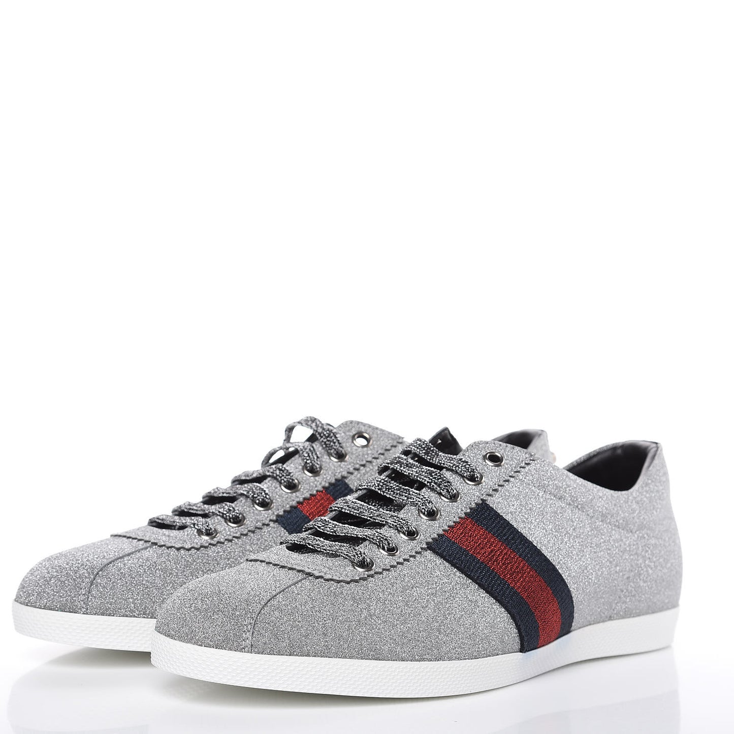 Glitter Fabric Studded Web Mens Sneakers 8.5 Silver