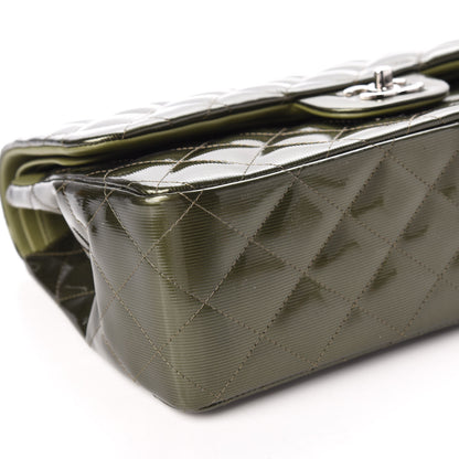 Chanel Striated Patent Quilted Jumbo Double Flap Green 7 of 11