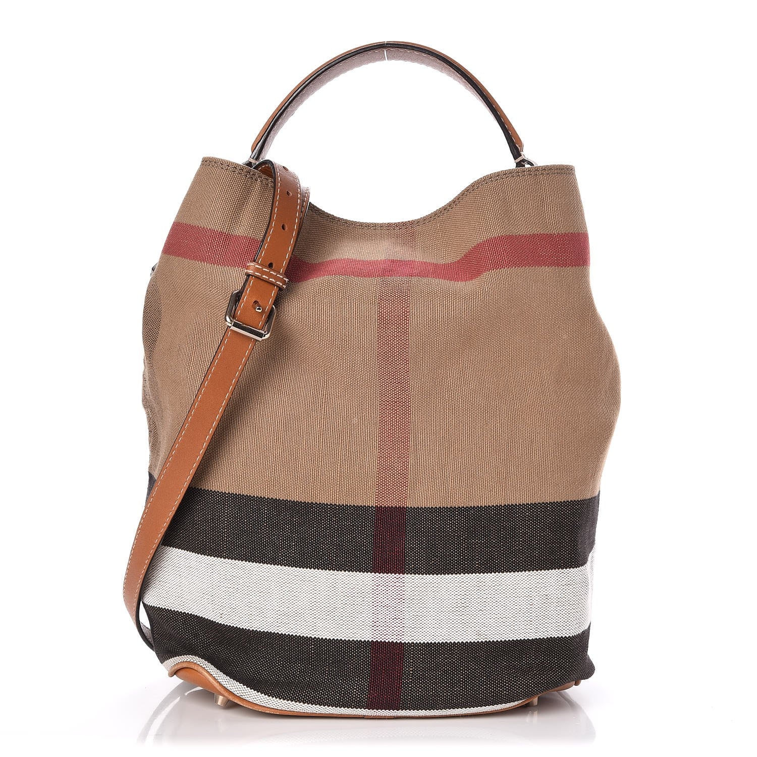 Burberry Canvas Mega Check Medium Susanna Hobo Saddle Brown 1 of 8