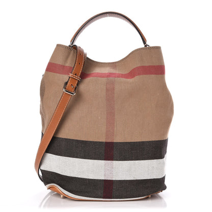Burberry Canvas Mega Check Medium Susanna Hobo Saddle Brown 1 of 8