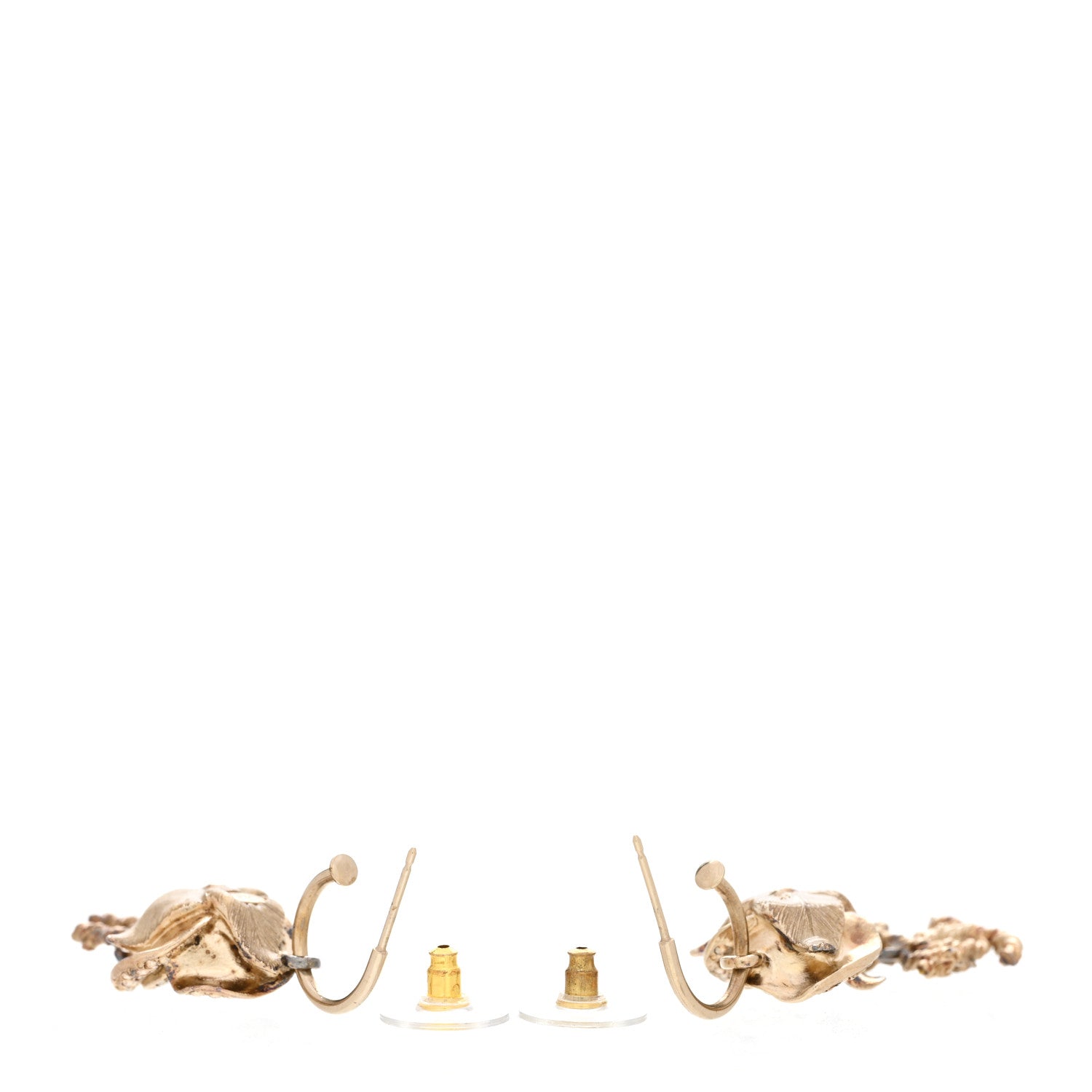 Chanel Metal Pearl CC Camellia Dangle Earrings Gold 3 of 9