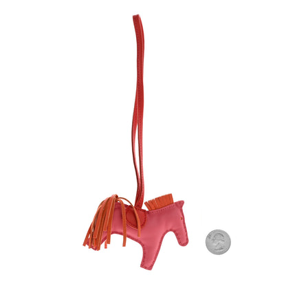 Hermes Milo Lambskin Grigri Rodeo Horse Bag Charm PM Rose Azalee Orange Poppy Rouge Indien 2 of 5