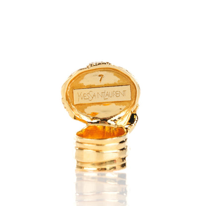 Saint Laurent Glass Cabochon Arty Ovale Ring 7 Gold Pink 3 of 4