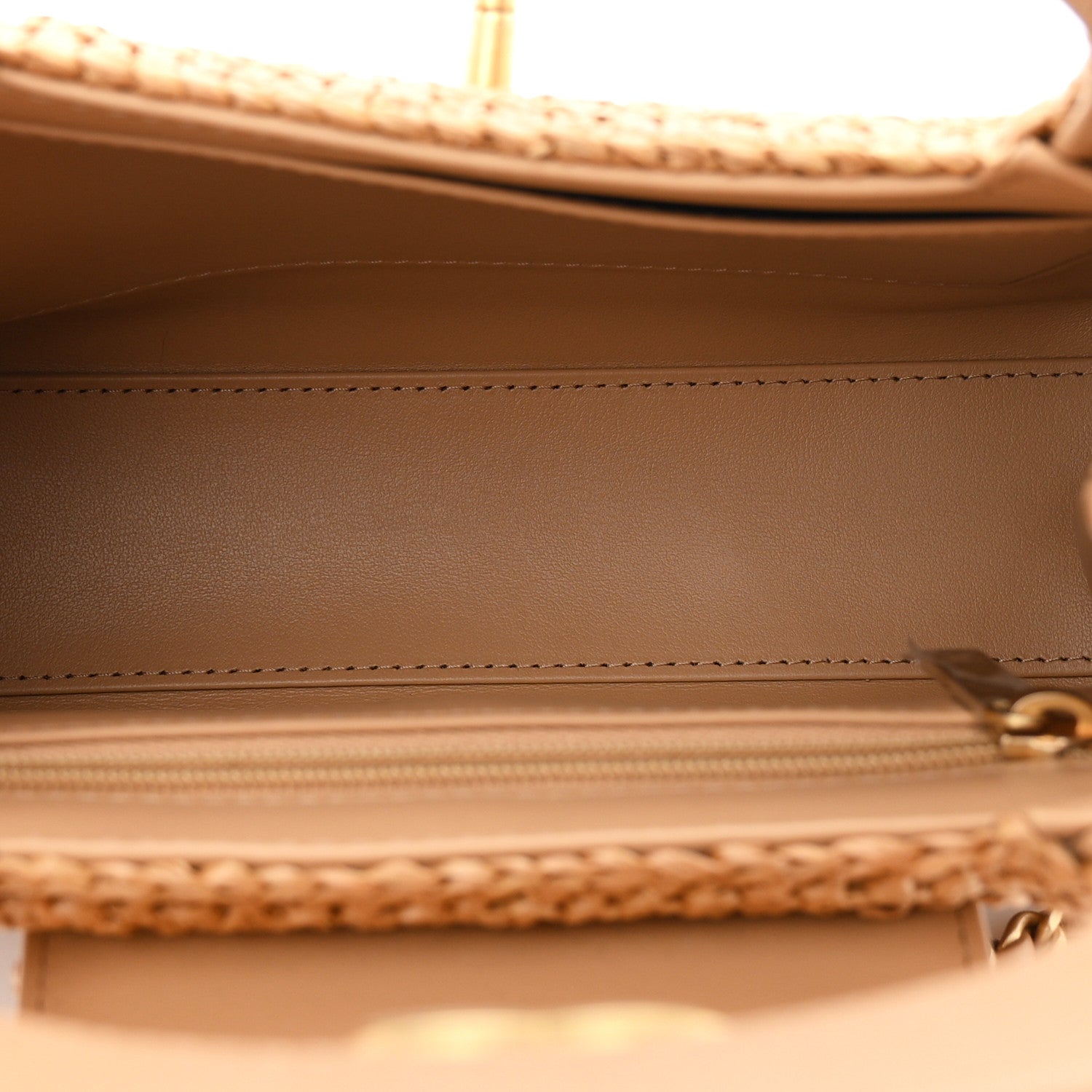 Chanel Braided Raffia Nano Kelly Flap Bag Dark Beige 5 of 10