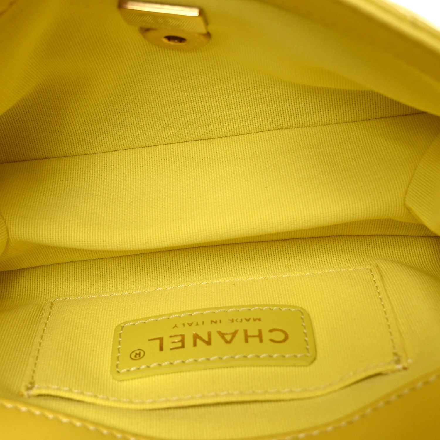 Chanel Lambskin Quilted CC Chain Bar Top Handle Flap Yellow 5 of 11