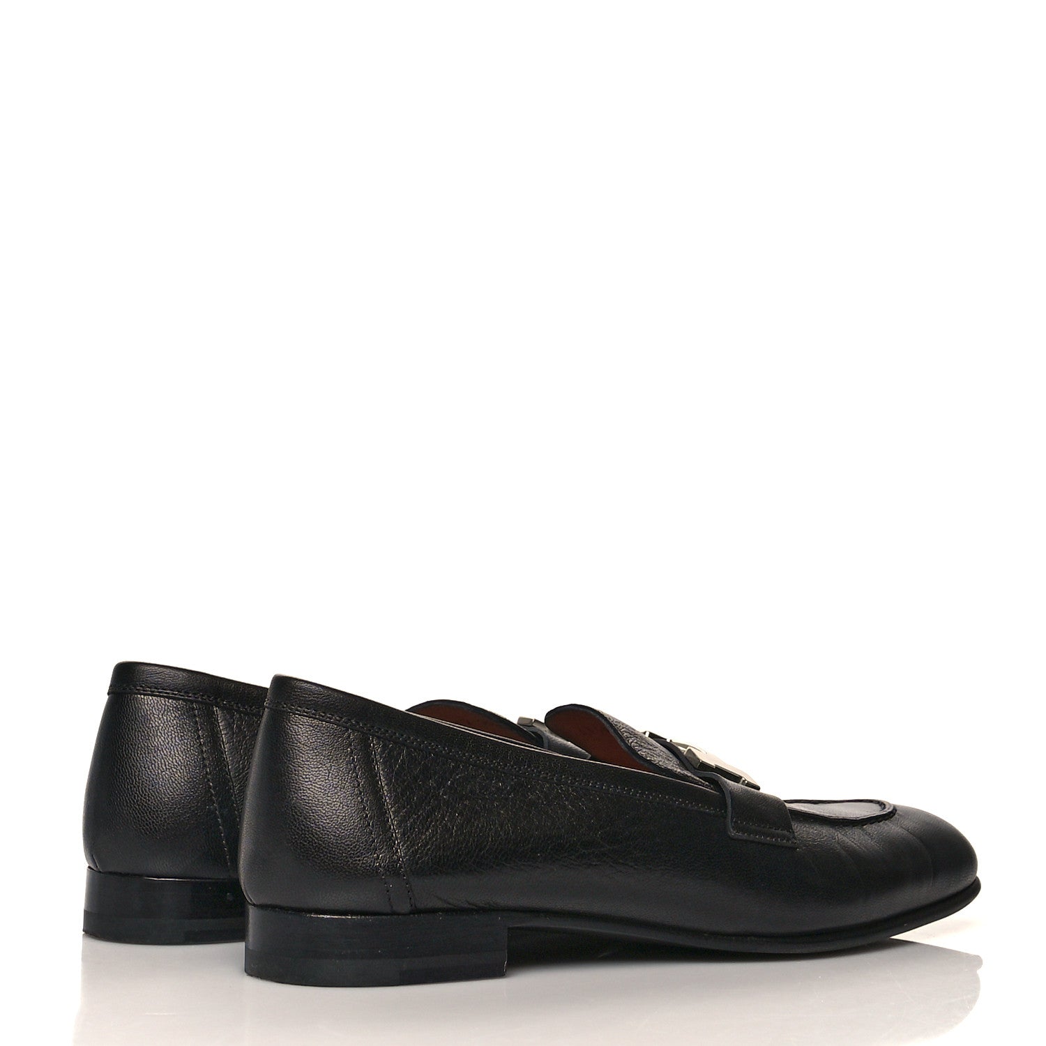 Hermes Goatskin Womens Paris Loafers 37 Black 4 of 9