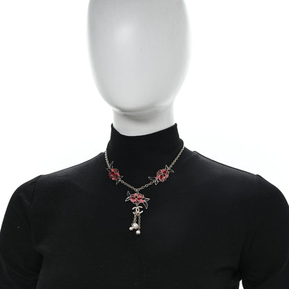 Chanel Resin Pearl Metal CC Camellia Necklace Pink Gold 2 of 4