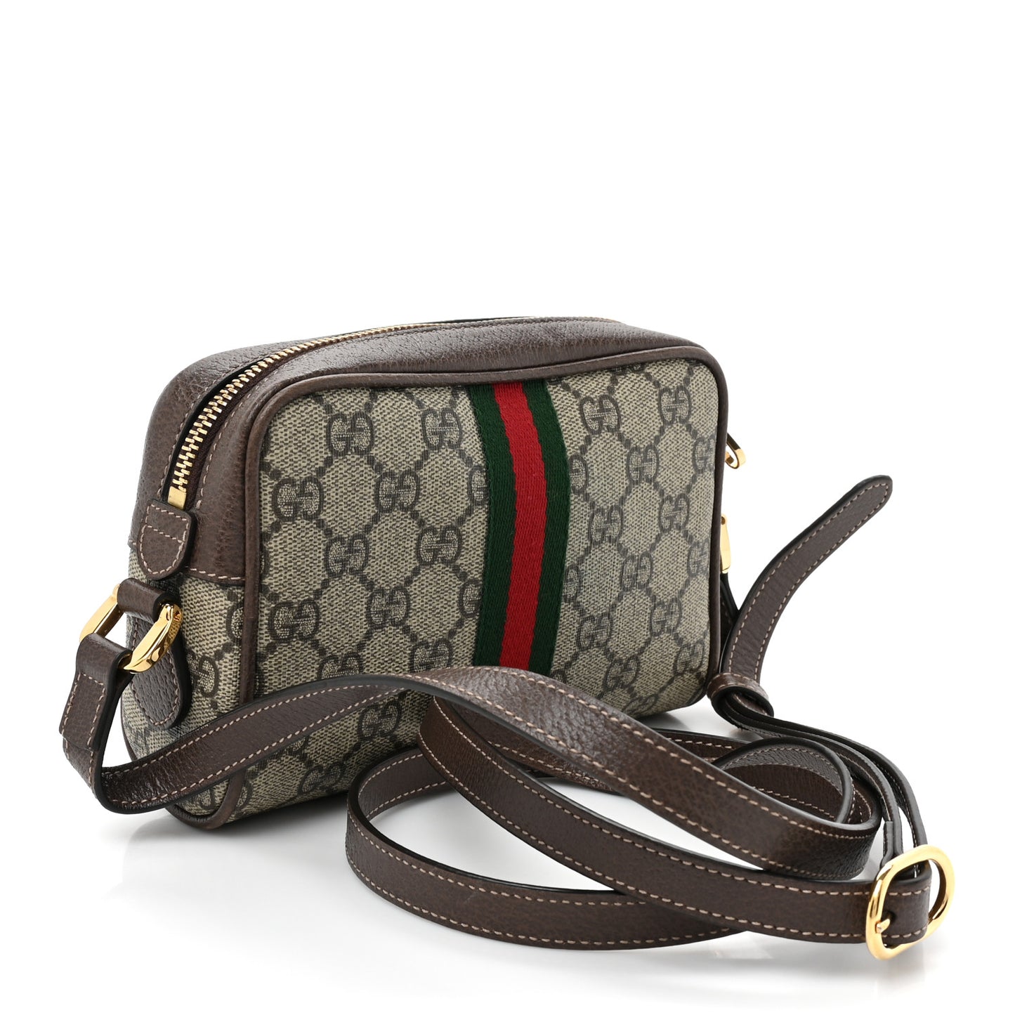 GG Supreme Monogram Web Mini Ophidia Shoulder Bag Brown