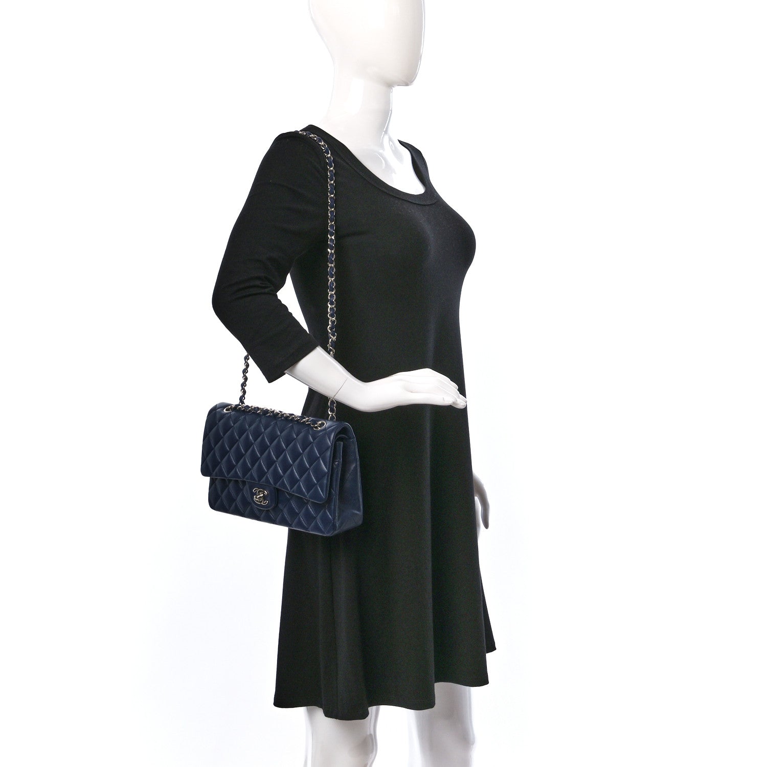 Chanel Lambskin Quilted Medium Double Flap Navy 2 of 9