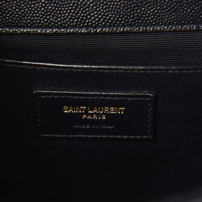Saint Laurent Grain De Poudre Textured Mixed Matelasse Triquilt Medium Monogram Satchel Black 7 of 11