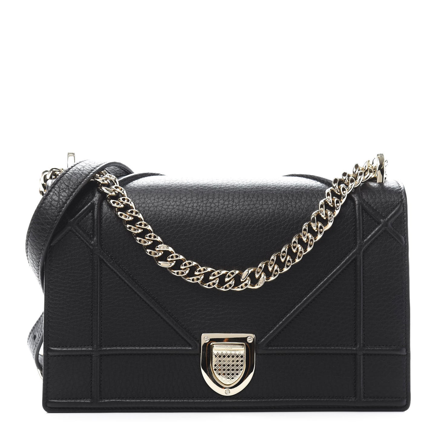 Grained Calfskin Medium Diorama Flap Bag Black